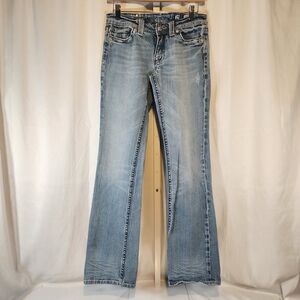 Miss Me Signature Curvy Boot Cut Jeans Light Wash Embroidered Size 29 JP4369CEL
